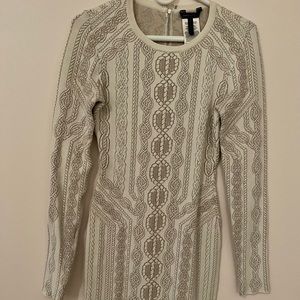 Cream formfitting sweater dress